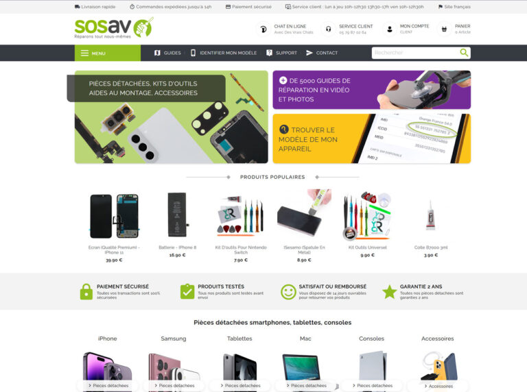 Sosav : pièces détachées et accessoires pour smartphones, tablettes et MacBook